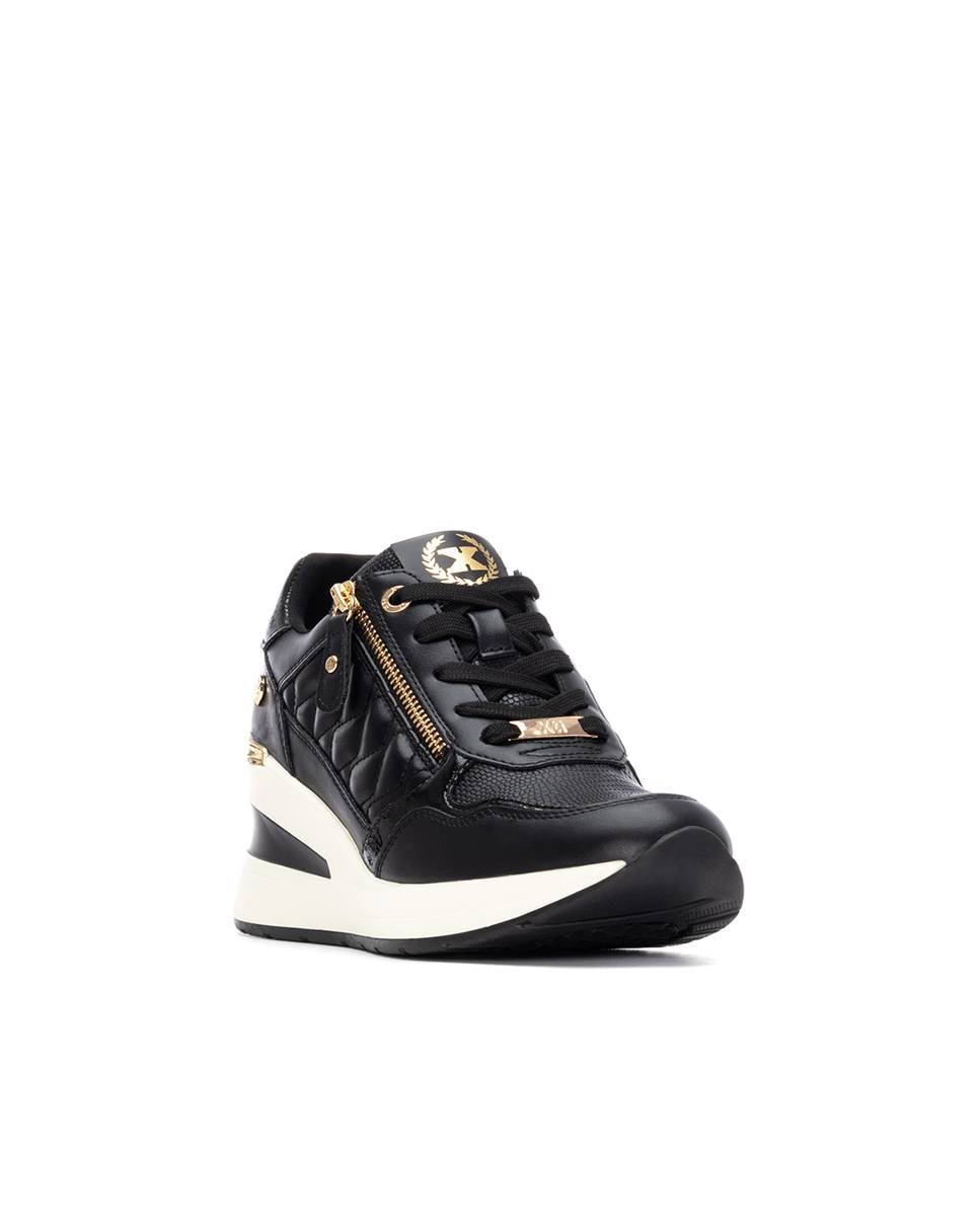 Zapatilla de mujer con cuña y cremallera - Xti - Negro Negro-3