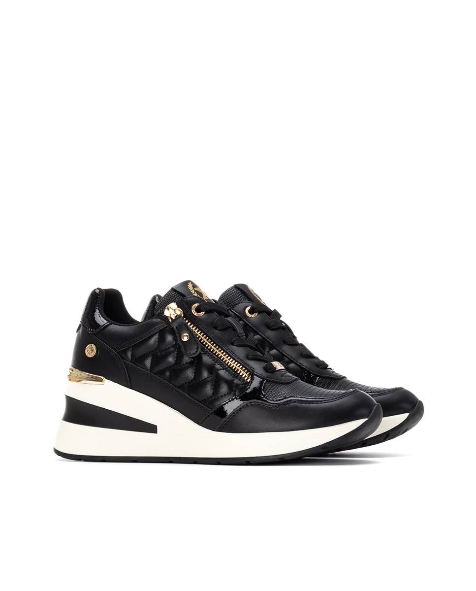 Zapatilla de mujer con cuña y cremallera - Xti - Negro Negro-5