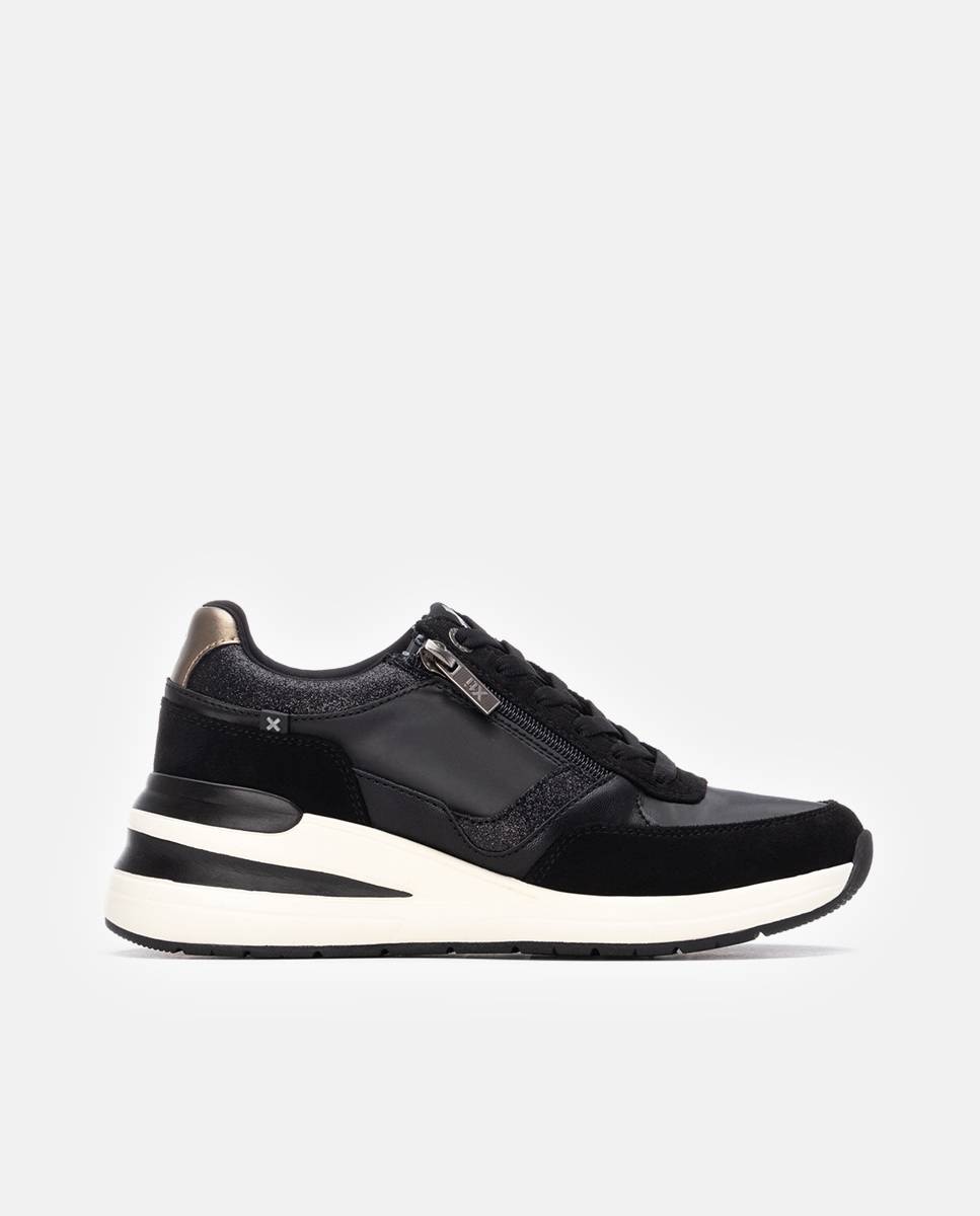 Zapatilla de mujer con cremallera - Xti - Negro Negro-1