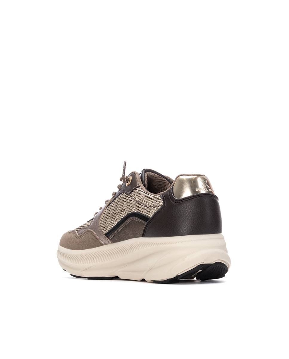 Zapatilla de mujer con cordones - Xti - Oro Oro-4