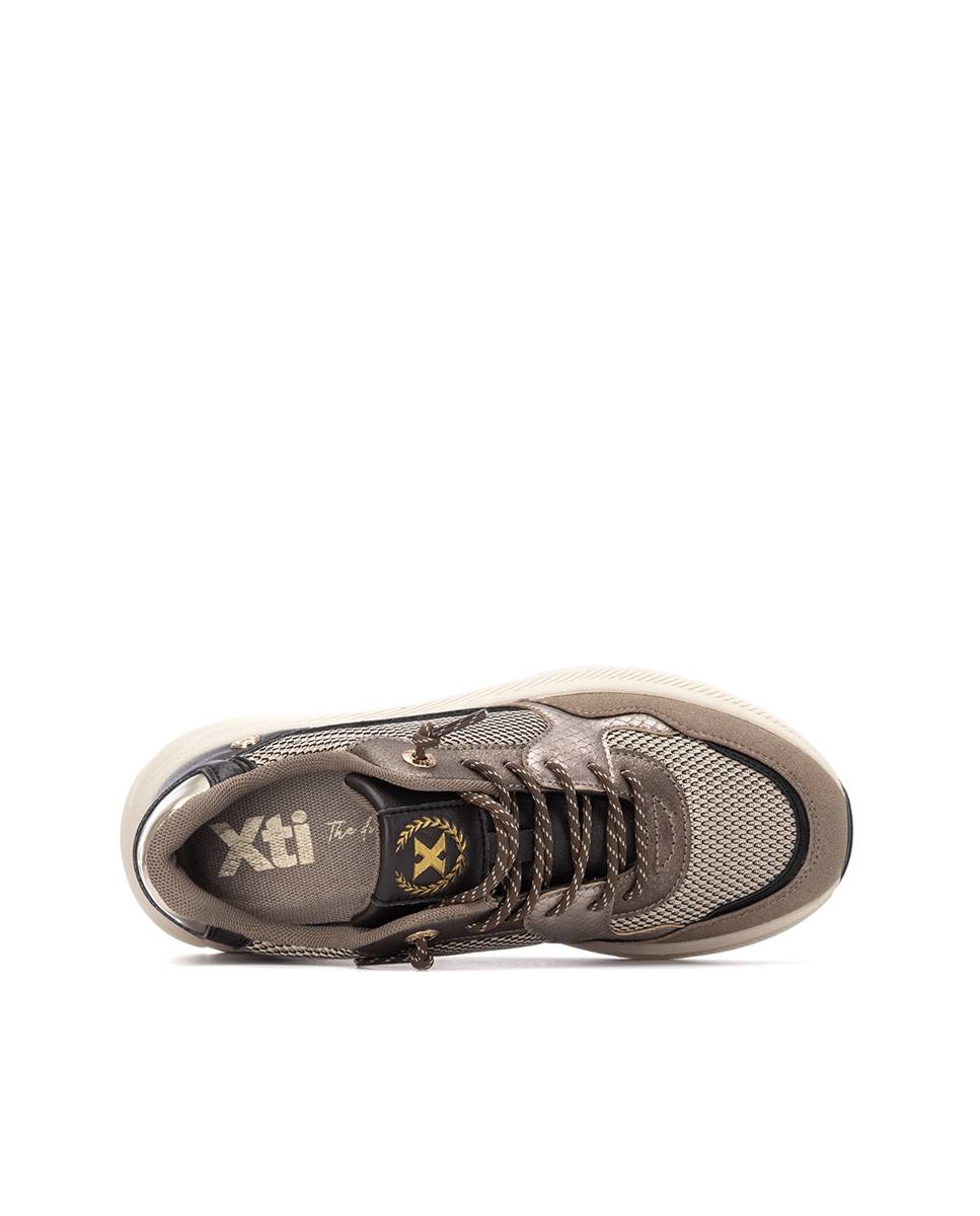Zapatilla de mujer con cordones - Xti - Oro Oro-8