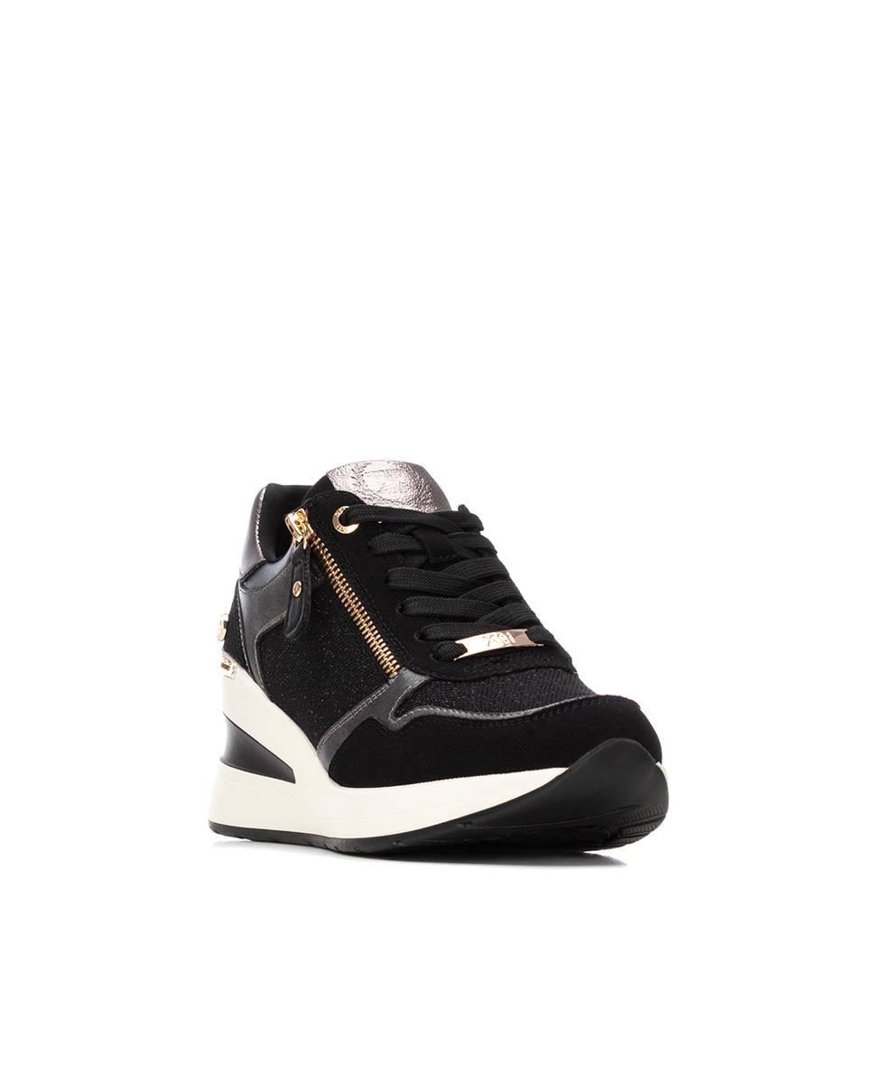 Zapatilla de mujer con cuña y cremallera - Xti - Negro Negro-3