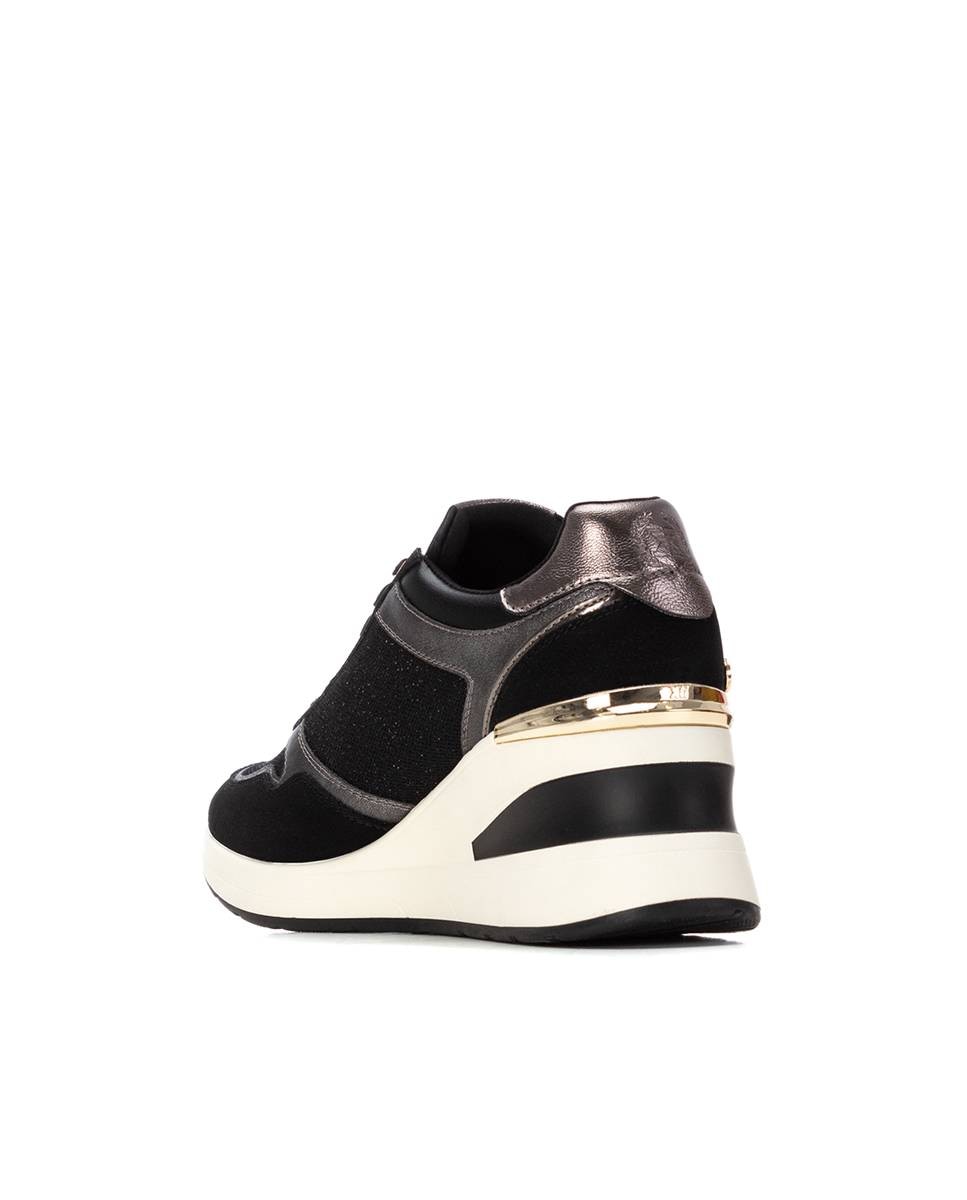 Zapatilla de mujer con cuña y cremallera - Xti - Negro Negro-4