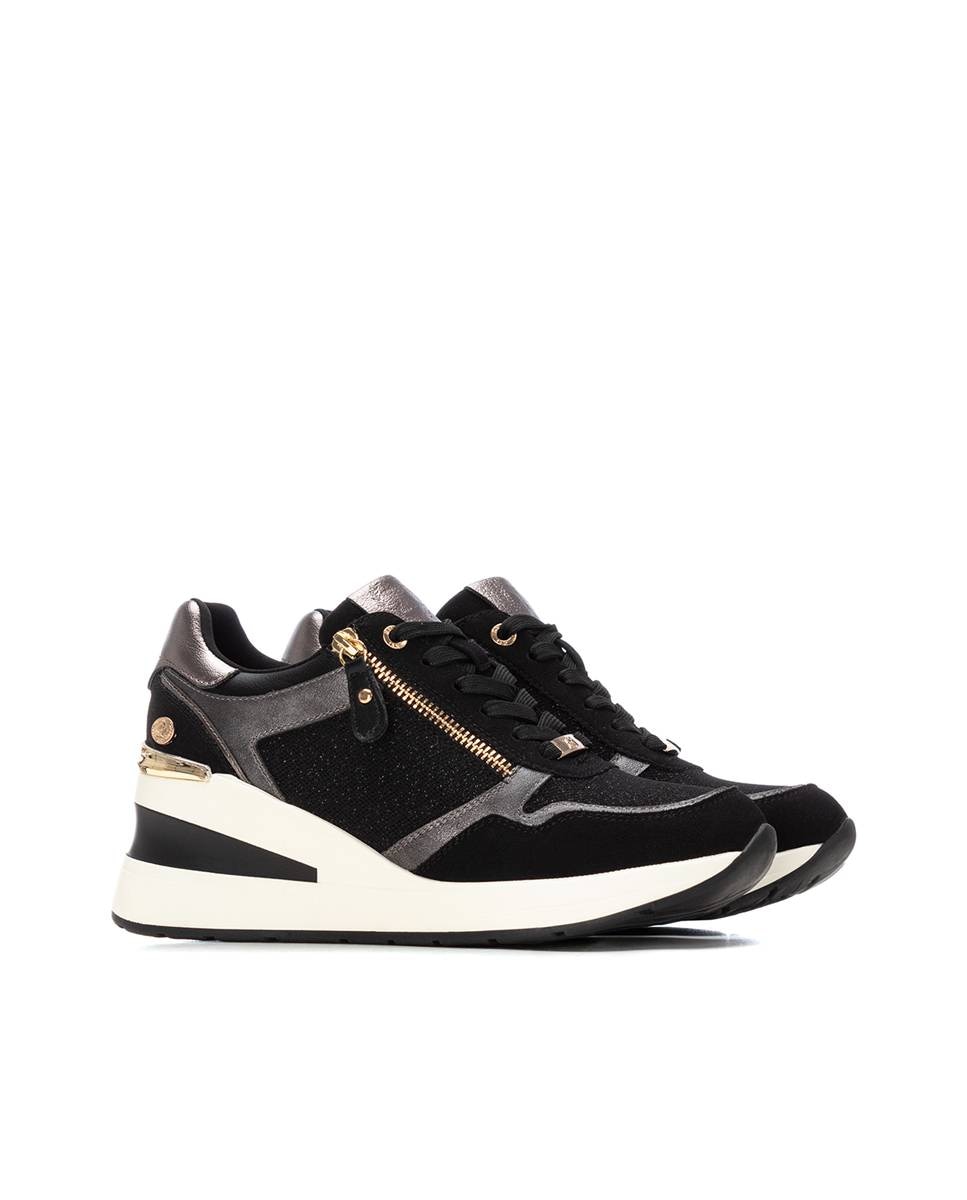 Zapatilla de mujer con cuña y cremallera - Xti - Negro Negro-5