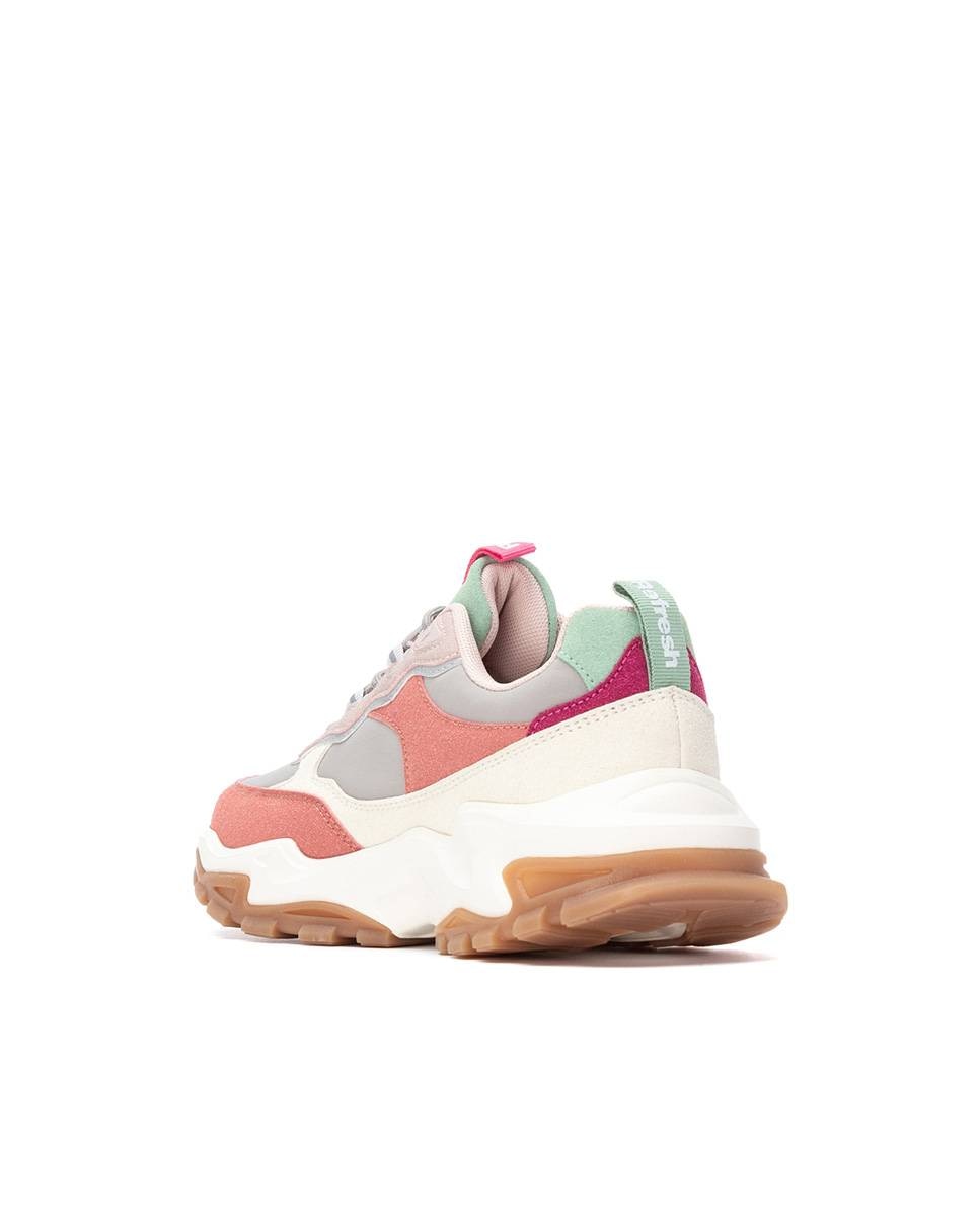 Zapatilla de mujer con cordones y plataforma - Refresh - Nude Nude-4