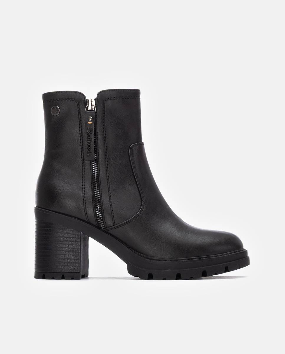 Botines de mujer con cremallera - Refresh - Negro Negro-1