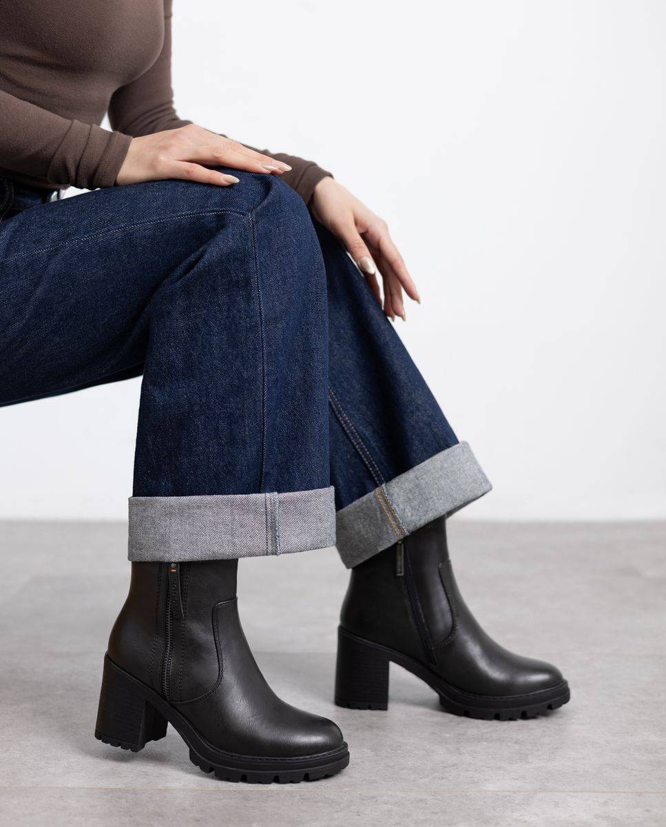 Botines de mujer con cremallera - Refresh - Negro Negro-2