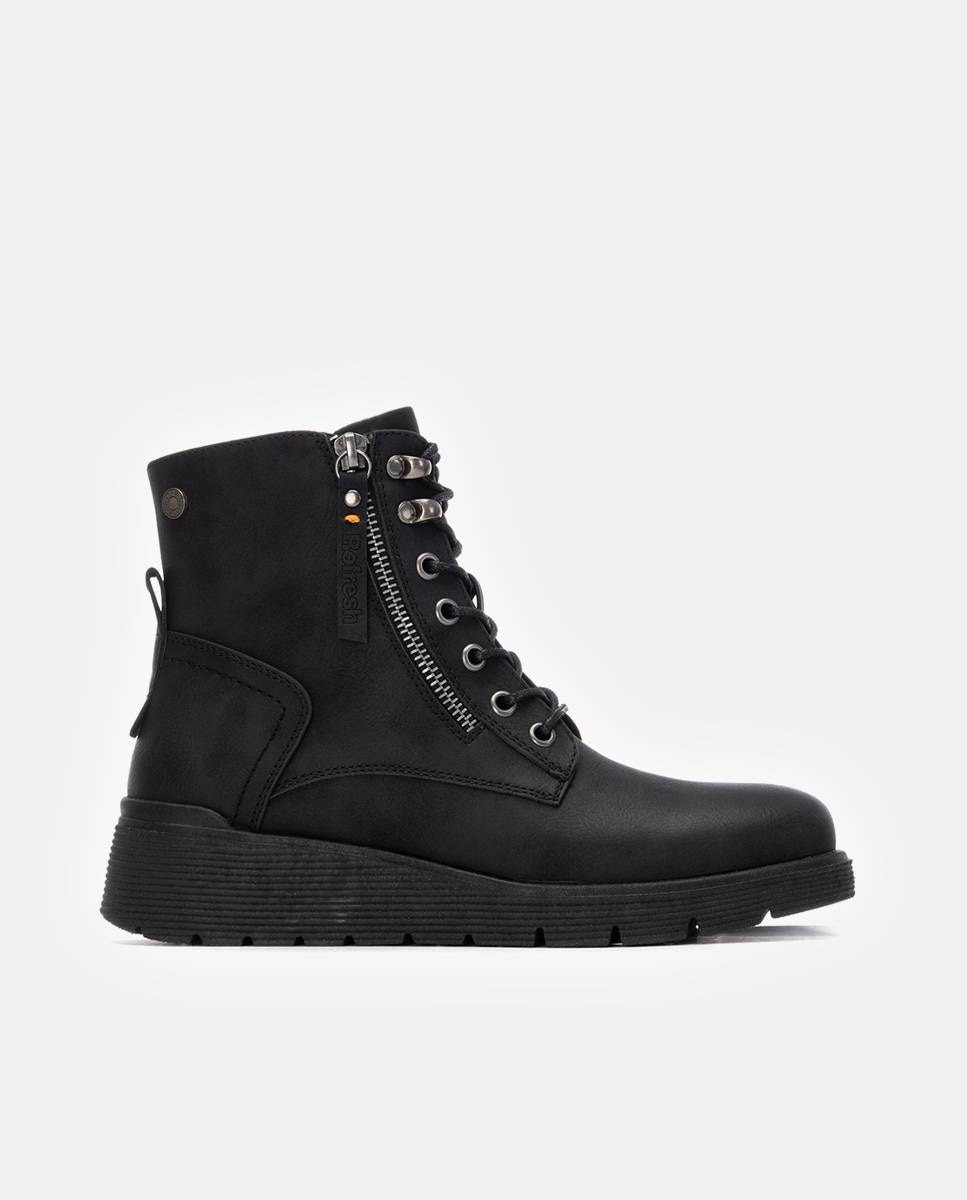 Botín de mujer con cordones - Refresh - Negro Negro-1