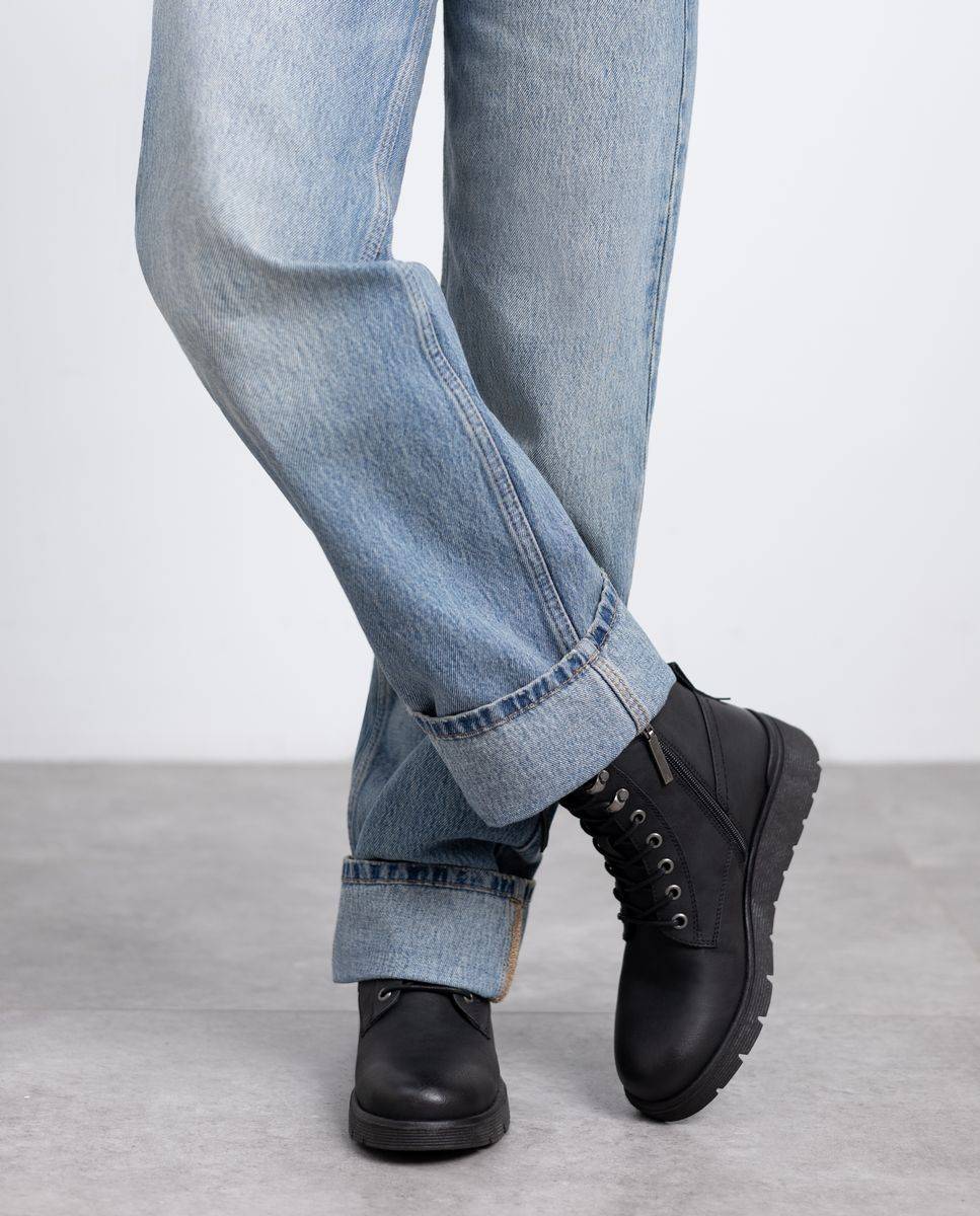 Botín de mujer con cordones - Refresh - Negro Negro-2