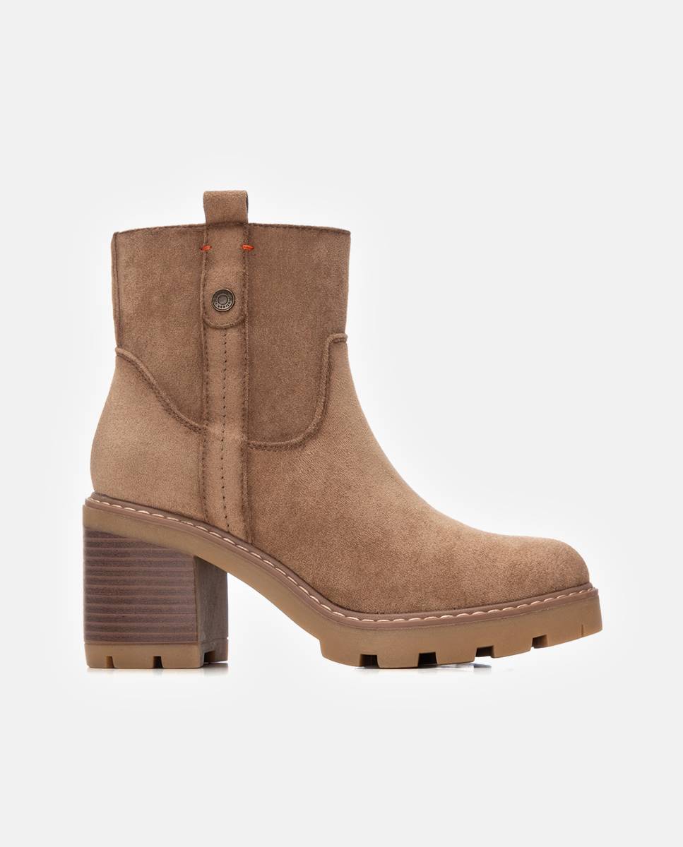 Botines de mujer con cremallera - Refresh - Beige Beige-1