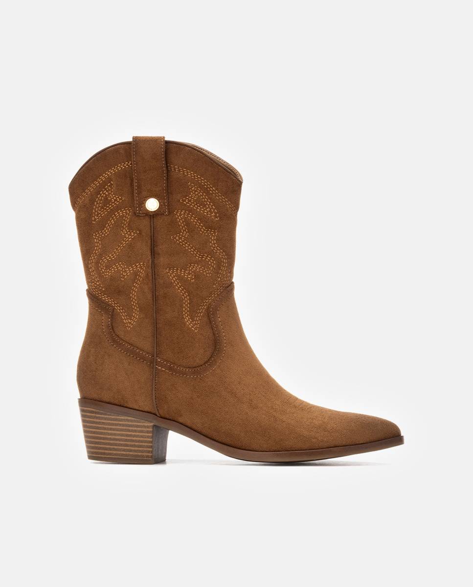 Imagen 0 de Botín de mujer cowboy con tacón Camel
