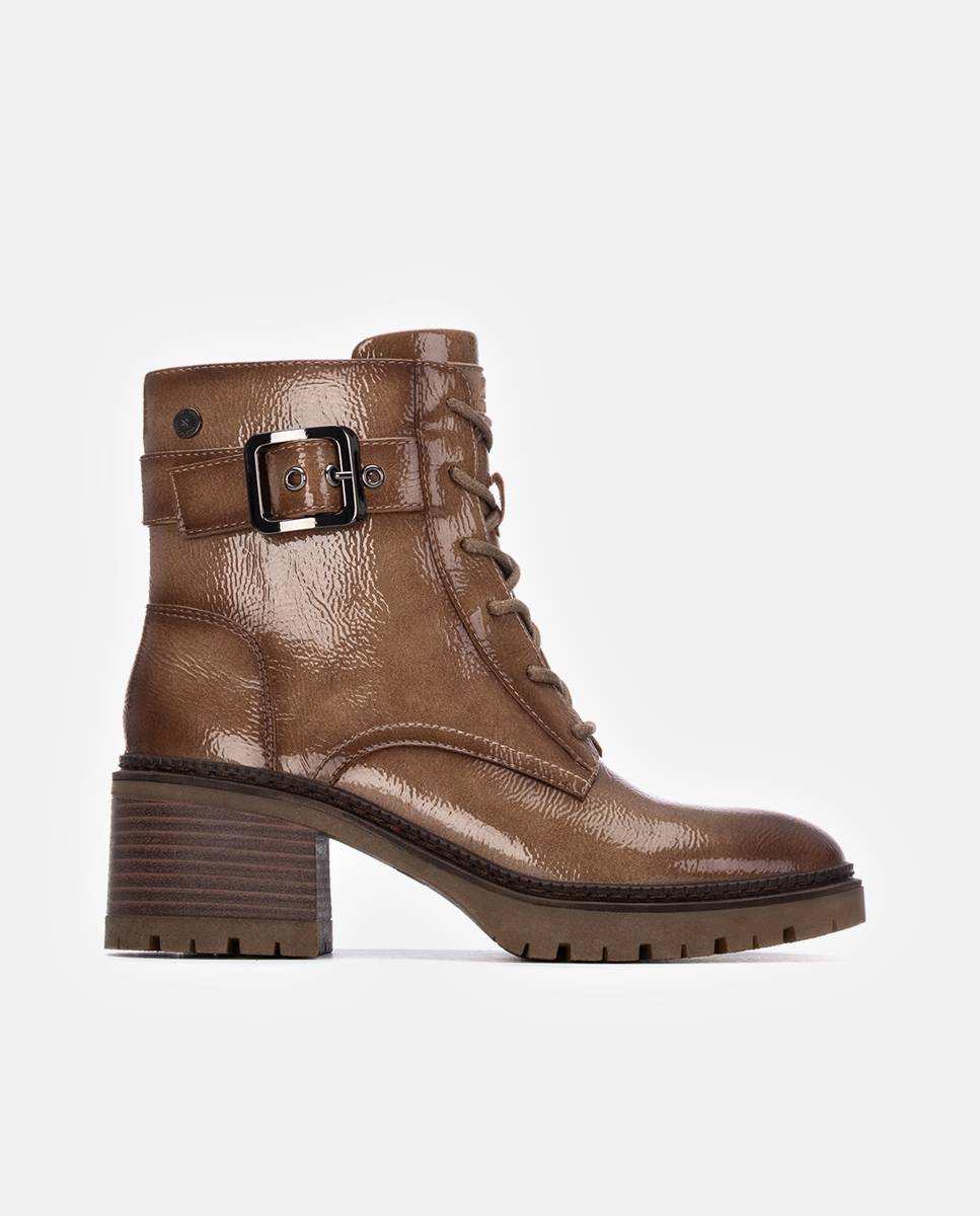 Botines de mujer de charol con tacón ancho - Xti - Beige Beige-1