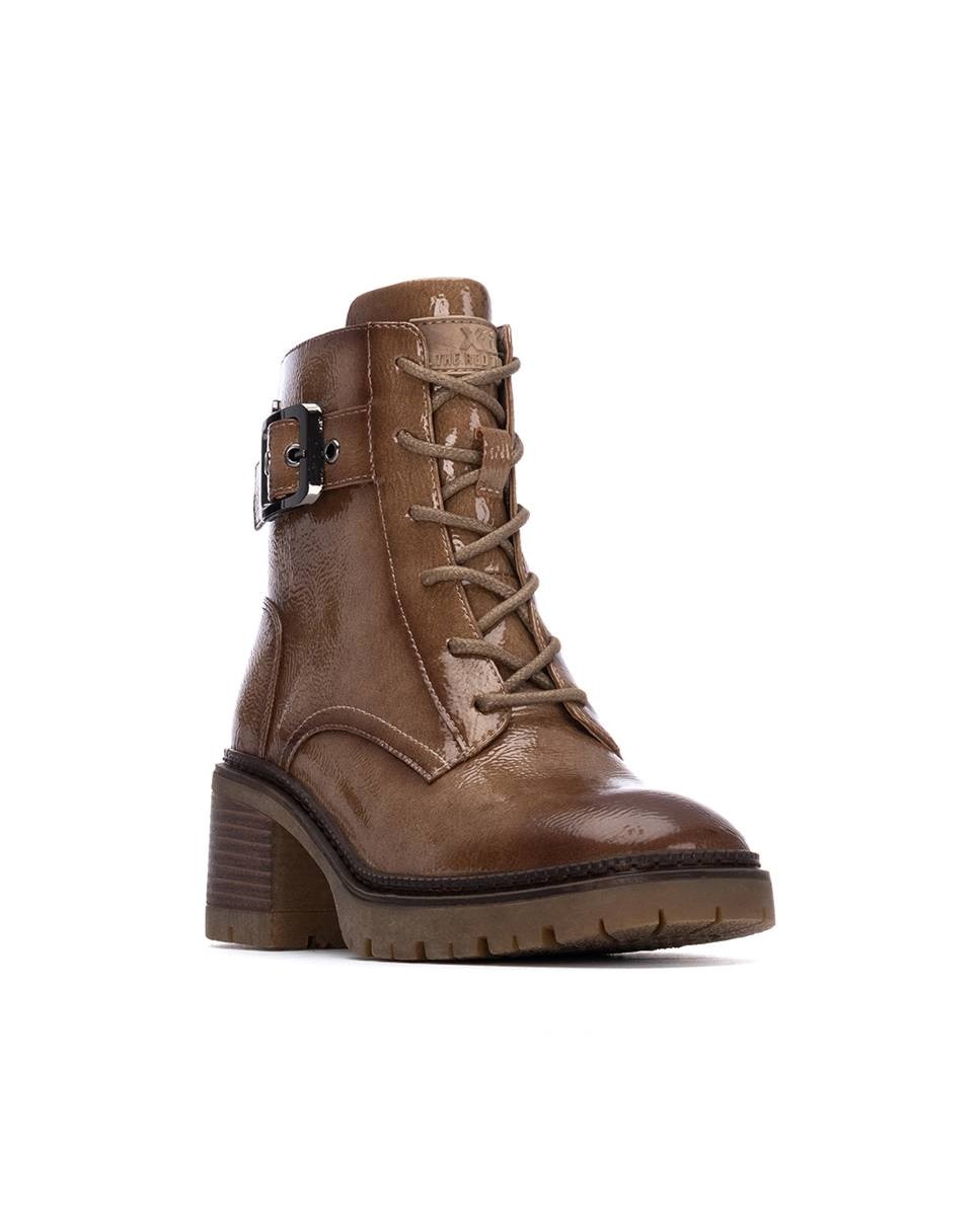 Botines de mujer de charol con tacón ancho - Xti - Beige Beige-3