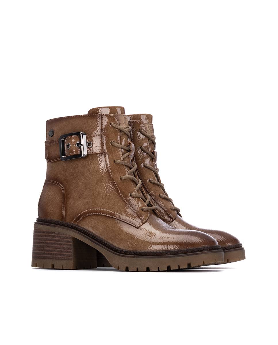 Botines de mujer de charol con tacón ancho - Xti - Beige Beige-5