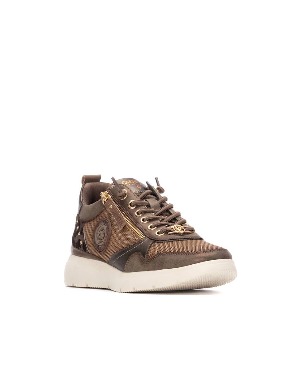 Zapatilla de mujer con cordones de piel - Carmela - Marrón Marrón-3