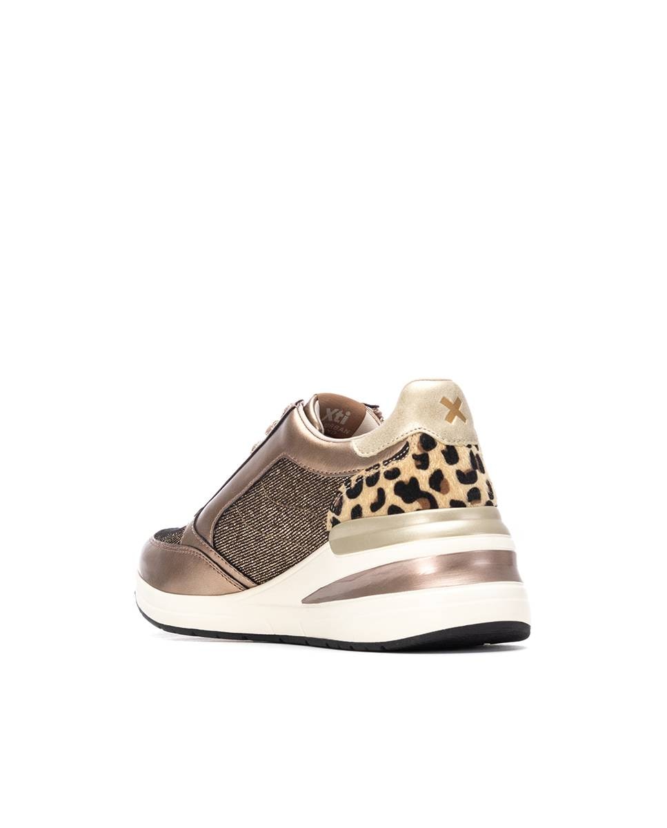 Zapatilla de mujer con cremallera - Xti - Oro Oro-4
