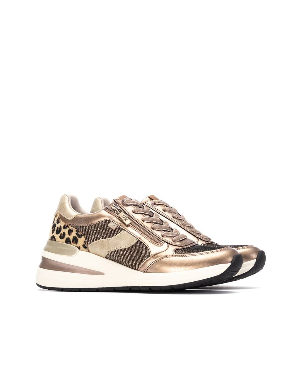 Zapatilla de mujer con cremallera - Xti - Oro Oro-5