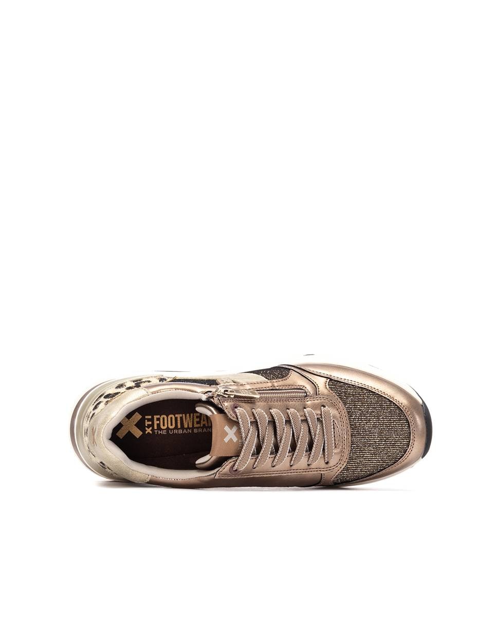 Zapatilla de mujer con cremallera - Xti - Oro Oro-6