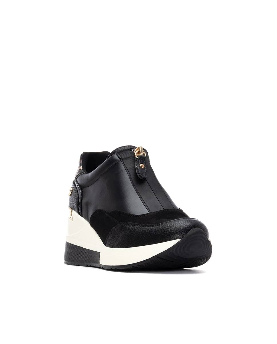 Zapatilla de mujer con cremallera - Xti - Negro Negro-3