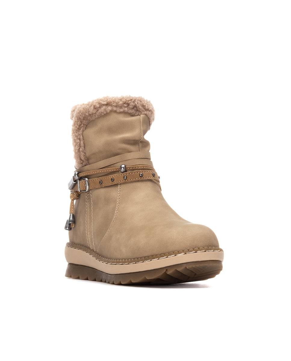 Botines con pelo de mujer con borregito - Refresh - Beige Beige-3