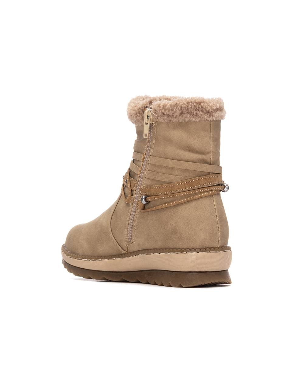 Botines con pelo de mujer con borregito - Refresh - Beige Beige-4