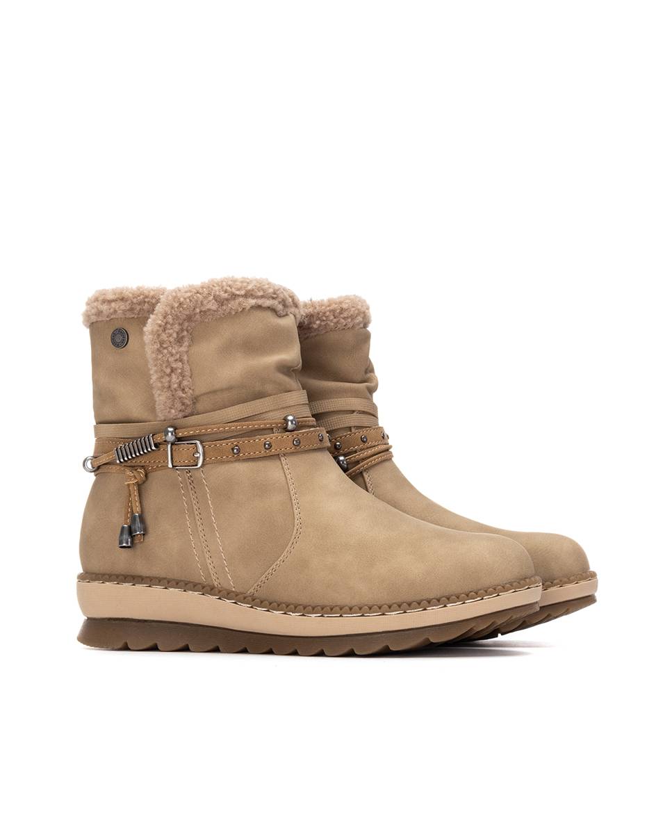 Botines con pelo de mujer con borregito - Refresh - Beige Beige-5