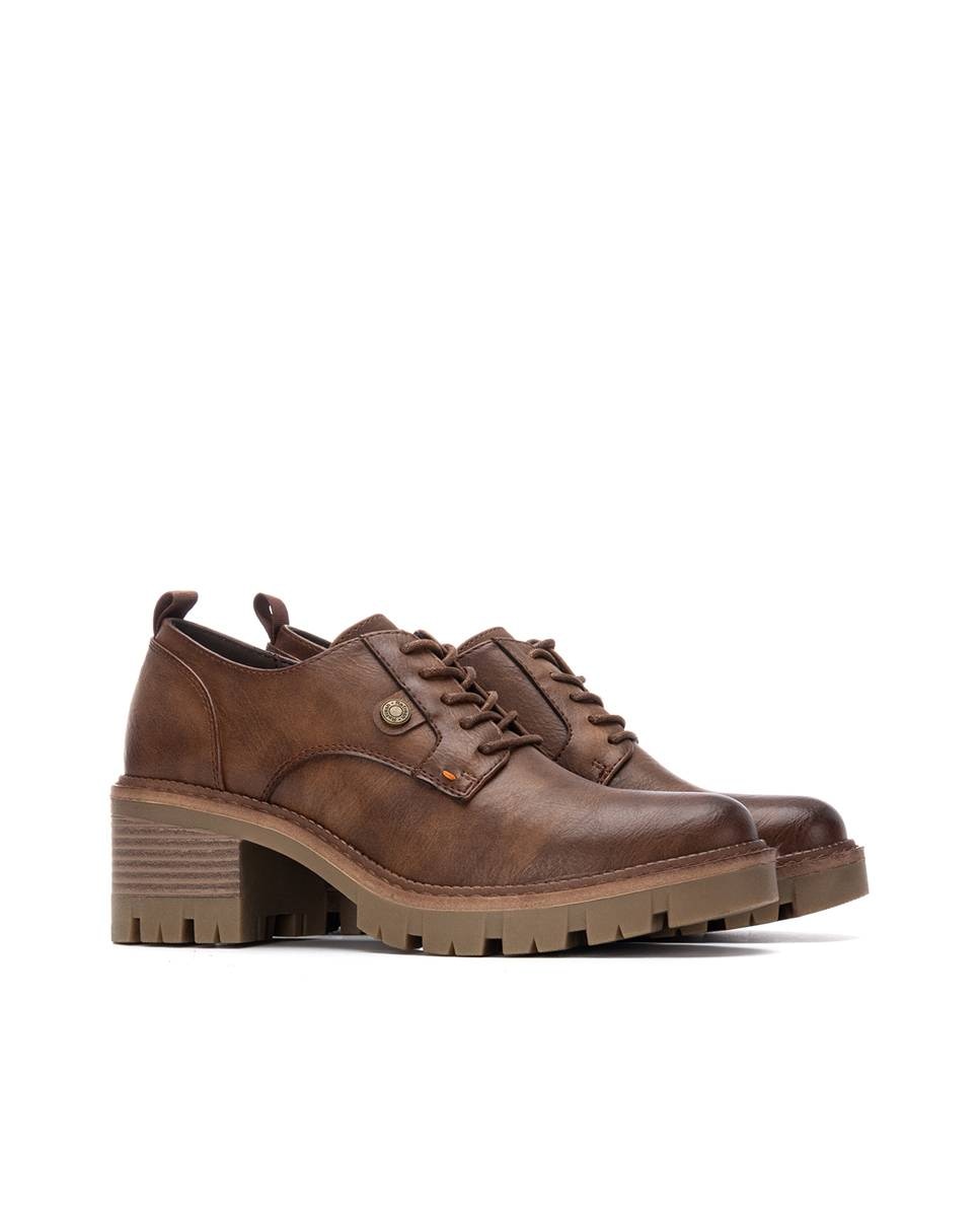 Mocasín de mujer con cordones - Refresh - Camel Camel-5