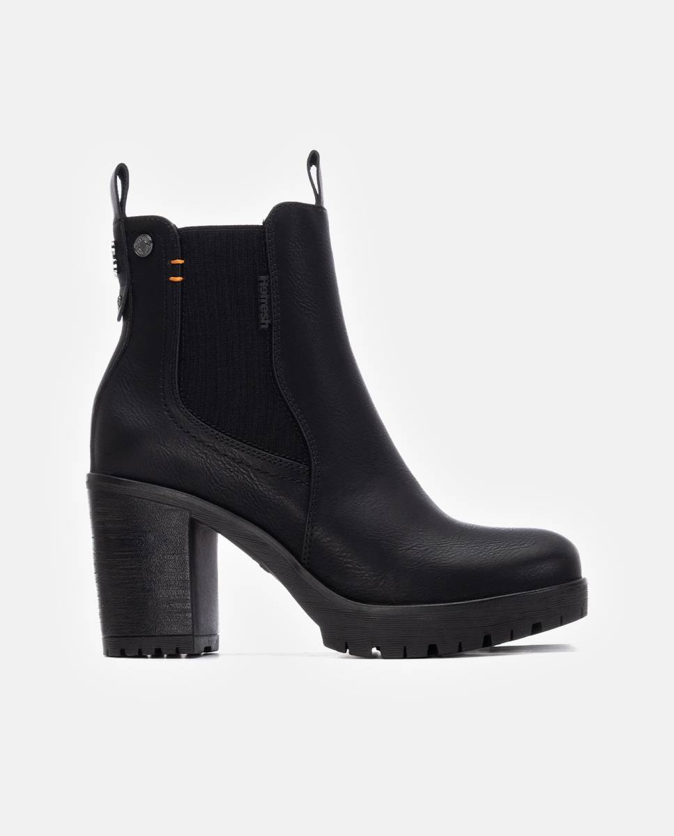 Botines de mujer con cremallera y tacón ancho - Refresh - Negro Negro-1