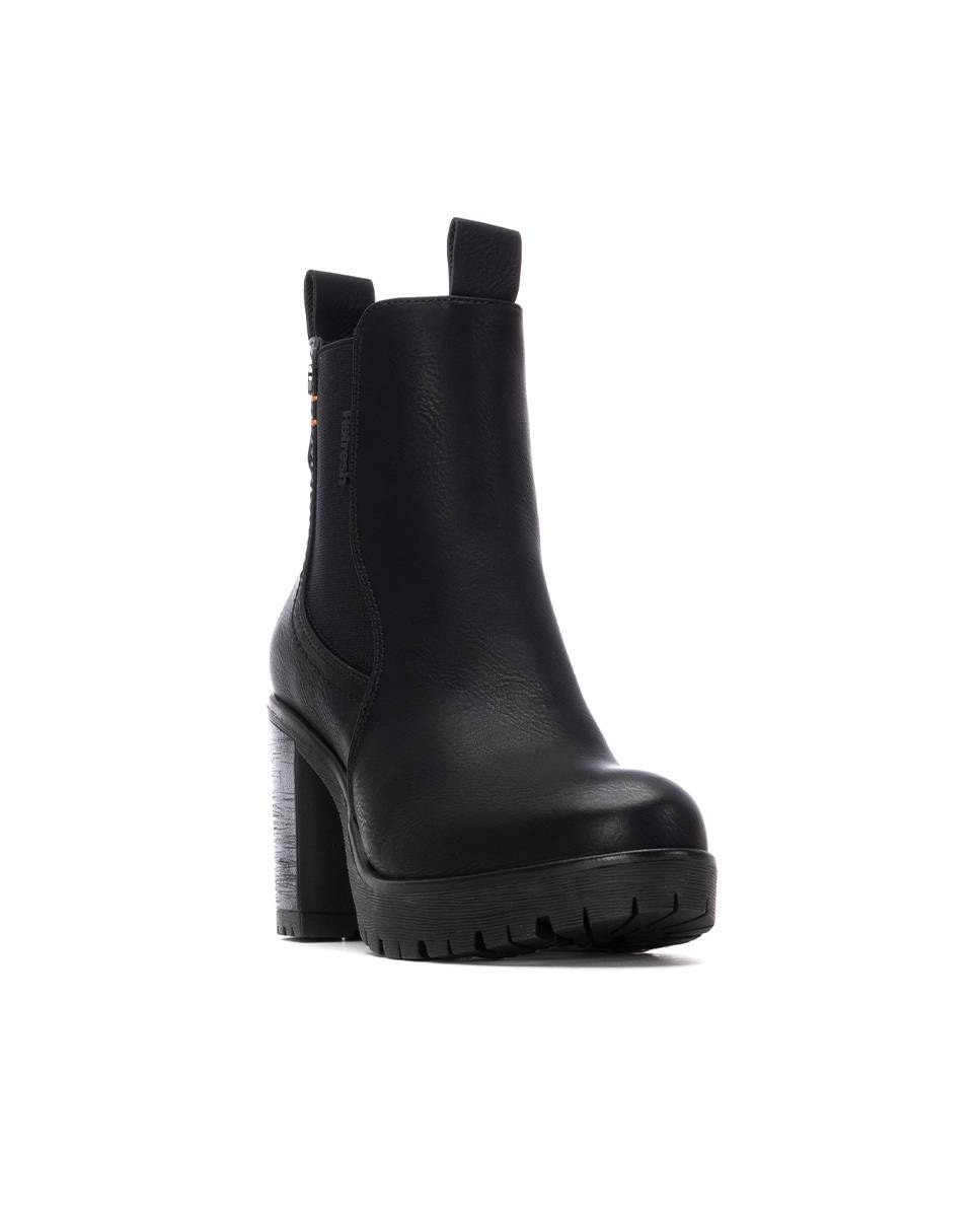 Botines de mujer con cremallera y tacón ancho - Refresh - Negro Negro-3