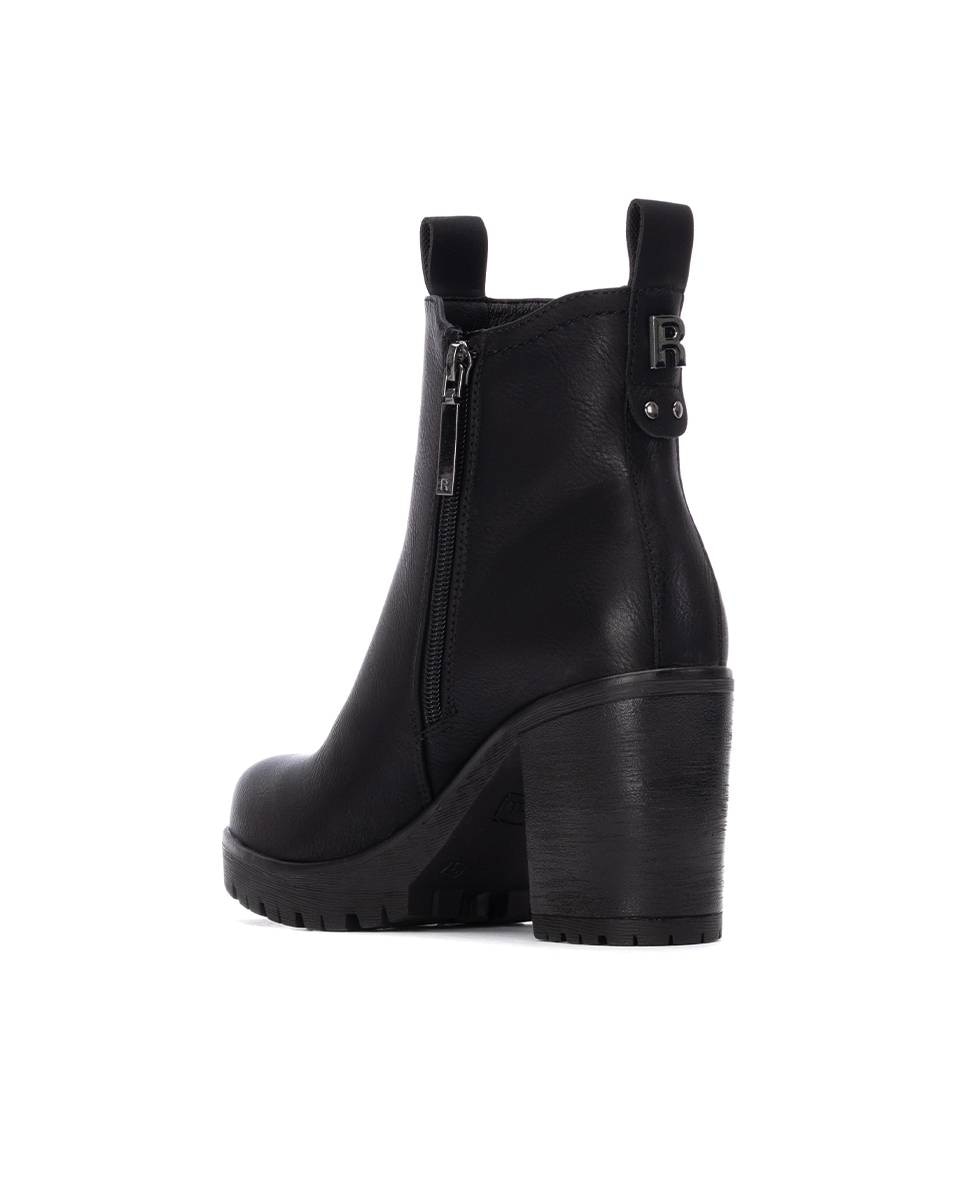 Botines de mujer con cremallera y tacón ancho - Refresh - Negro Negro-4