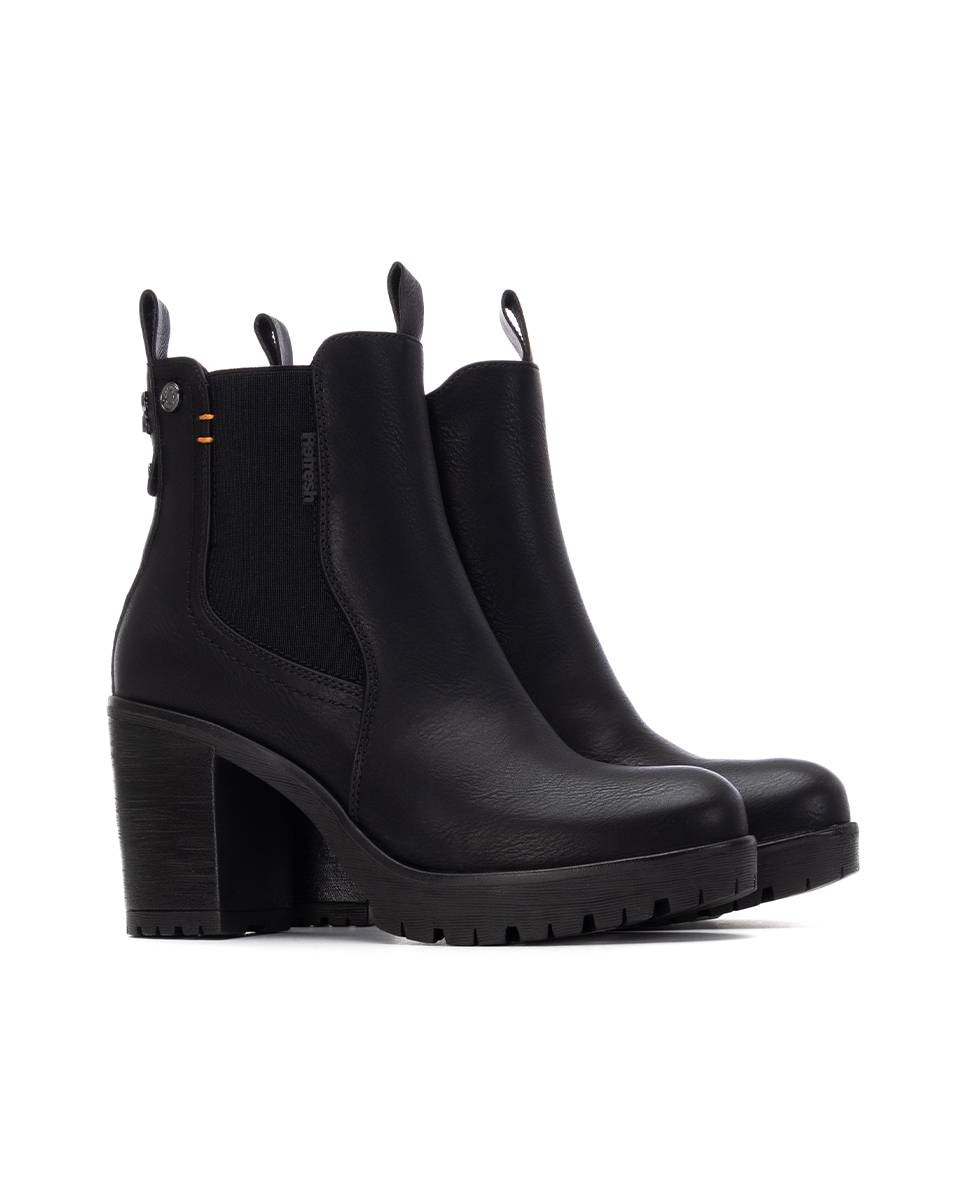 Botines de mujer con cremallera y tacón ancho - Refresh - Negro Negro-5
