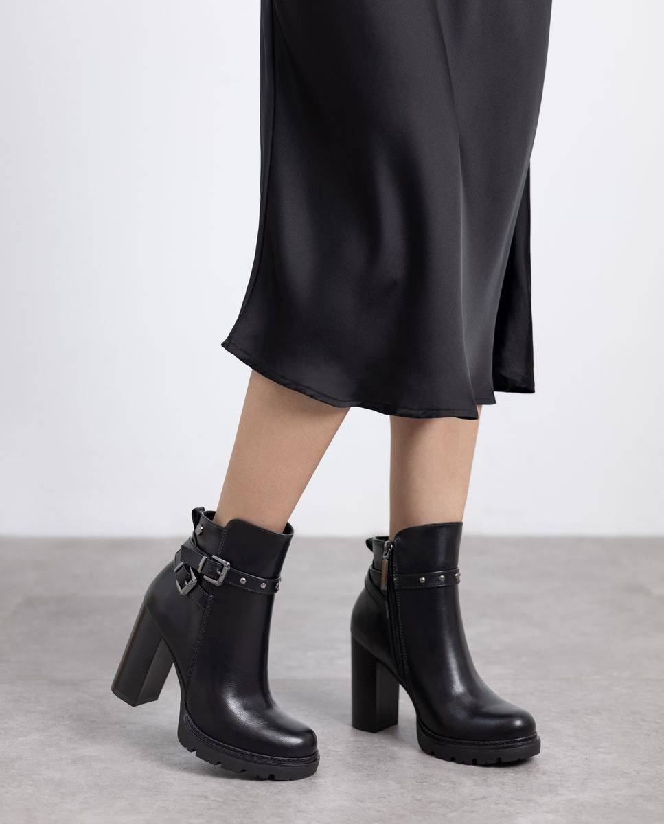 Botines de mujer con cremallera - Refresh - Negro Negro-2