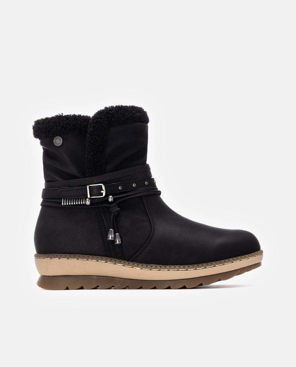 Botines con pelo de mujer con borregito - Refresh - Negro Negro-1