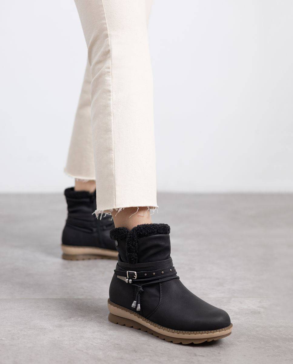 Botines con pelo de mujer con borregito - Refresh - Negro Negro-2