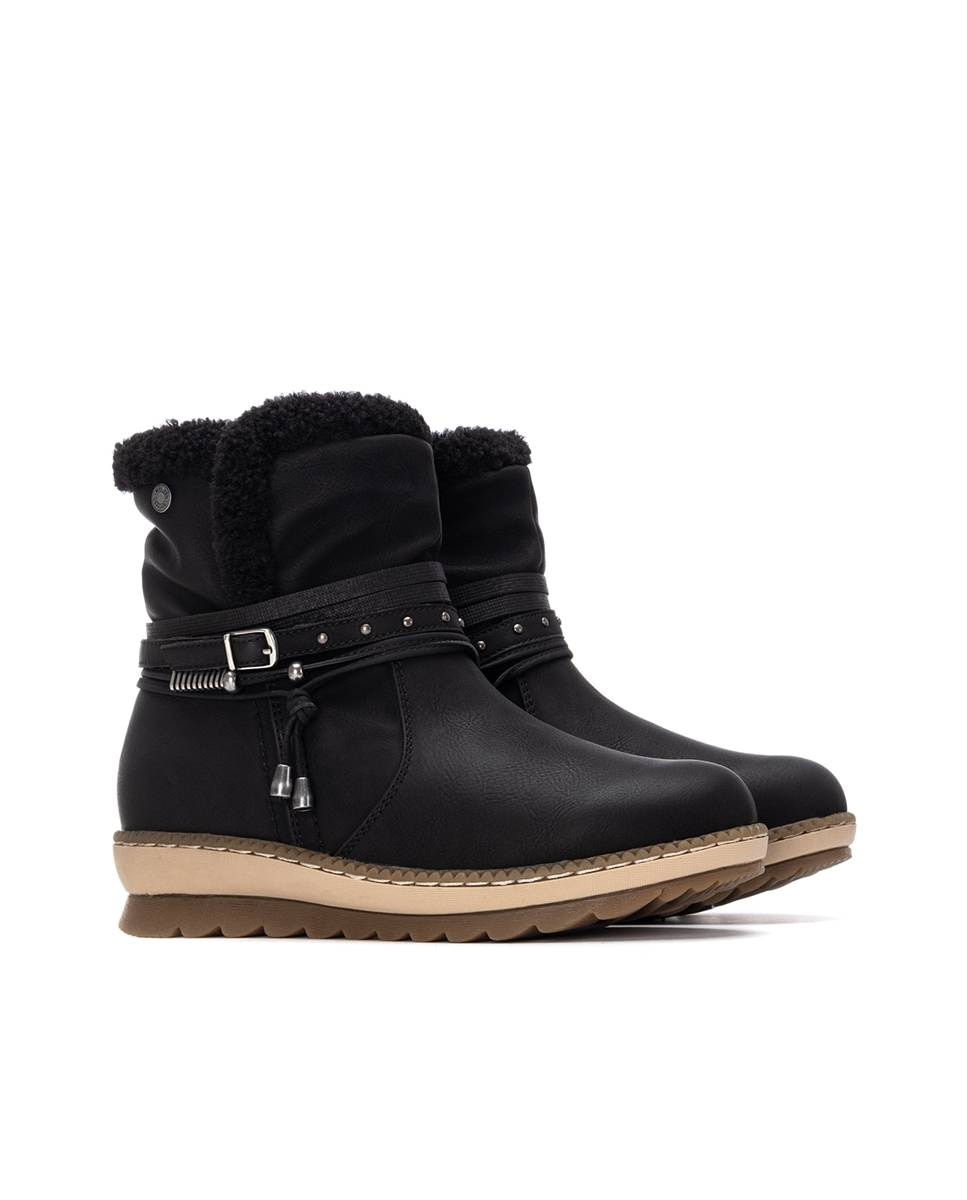Botines con pelo de mujer con borregito - Refresh - Negro Negro-5