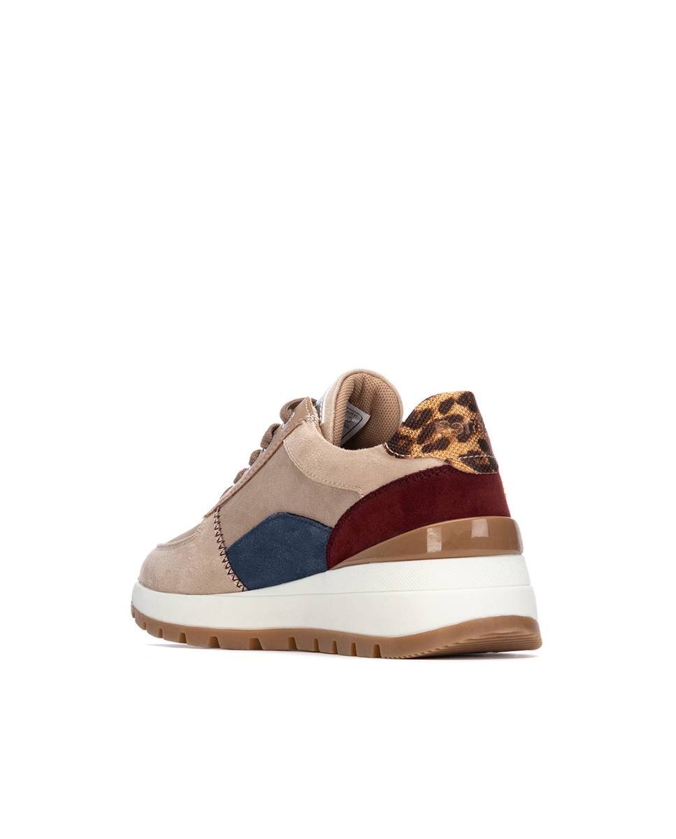 Zapatilla de mujer con cordones y cuña - Refresh - Beige Beige-4
