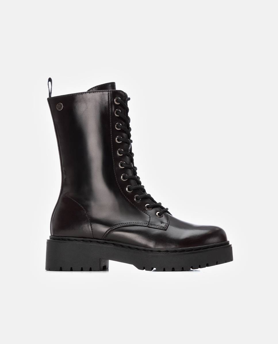 Botines militares de mujer con cremallera - Xti - Burdeos Burdeos-1