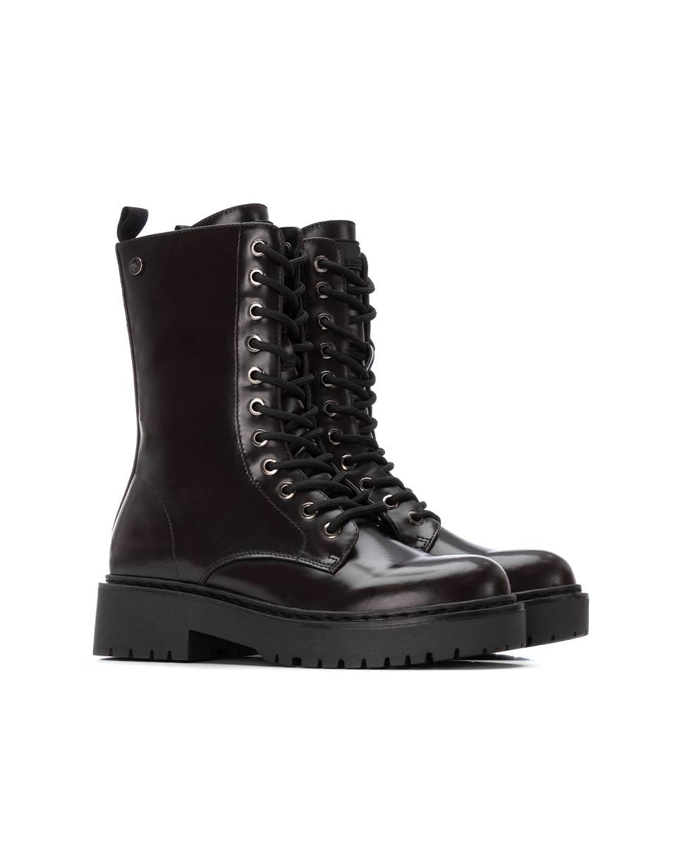 Botines militares de mujer con cremallera - Xti - Burdeos Burdeos-5