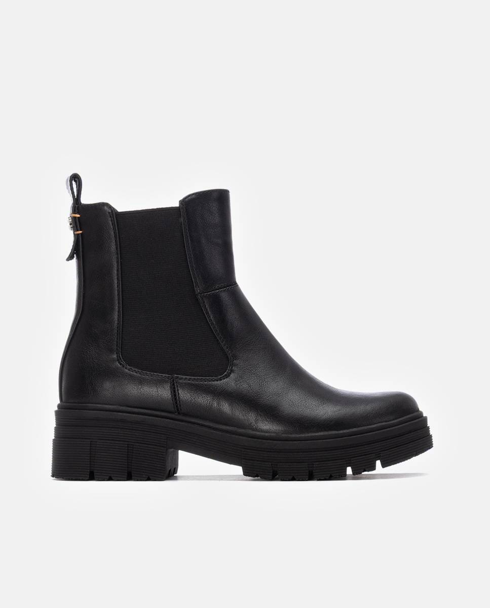 Botín de mujer chelsea con cremallera - Refresh - Negro Negro-1