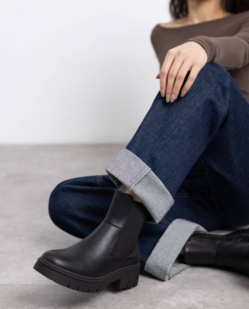 Botín de mujer chelsea con cremallera - Refresh - Negro Negro-2
