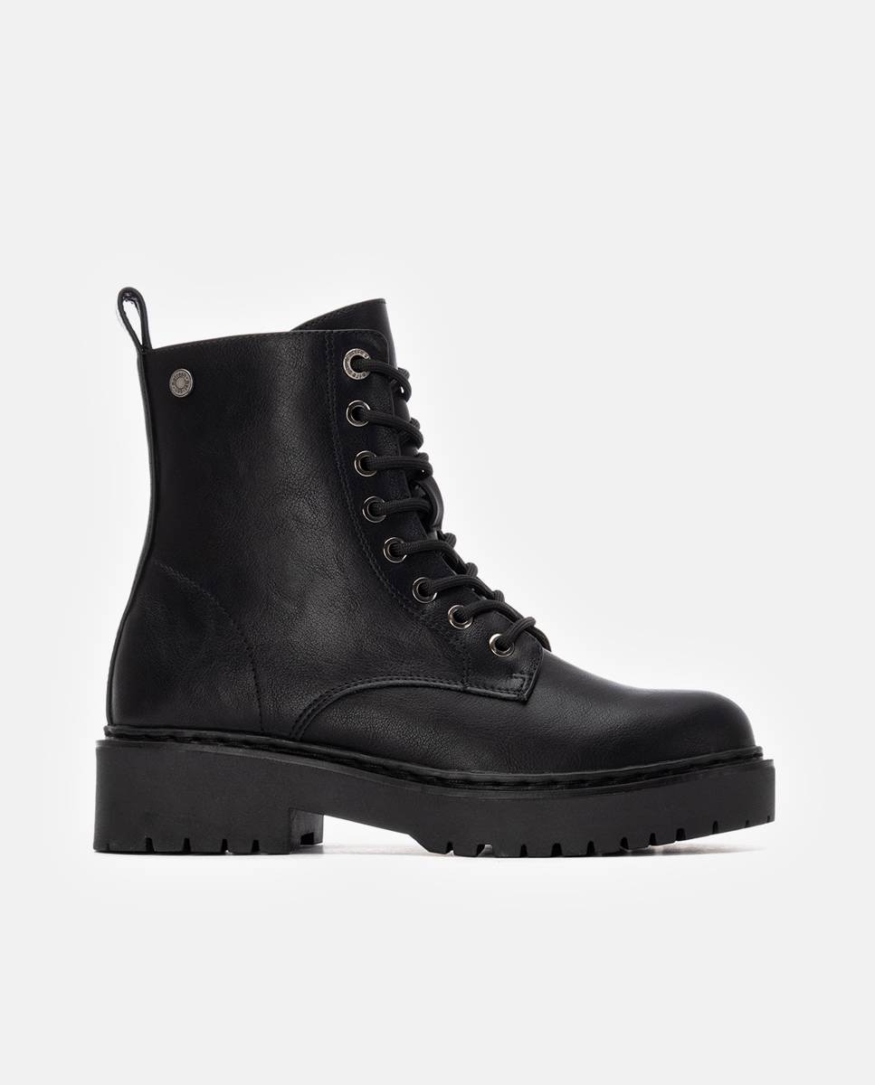 Botín militar de mujer con plataforma - Refresh - Negro Negro-1