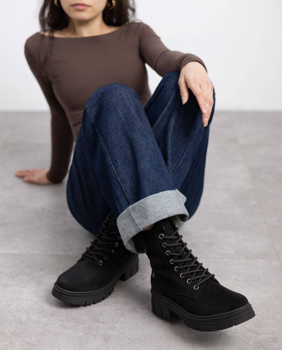 Botín de mujer con cordones - Refresh - Negro Negro-2