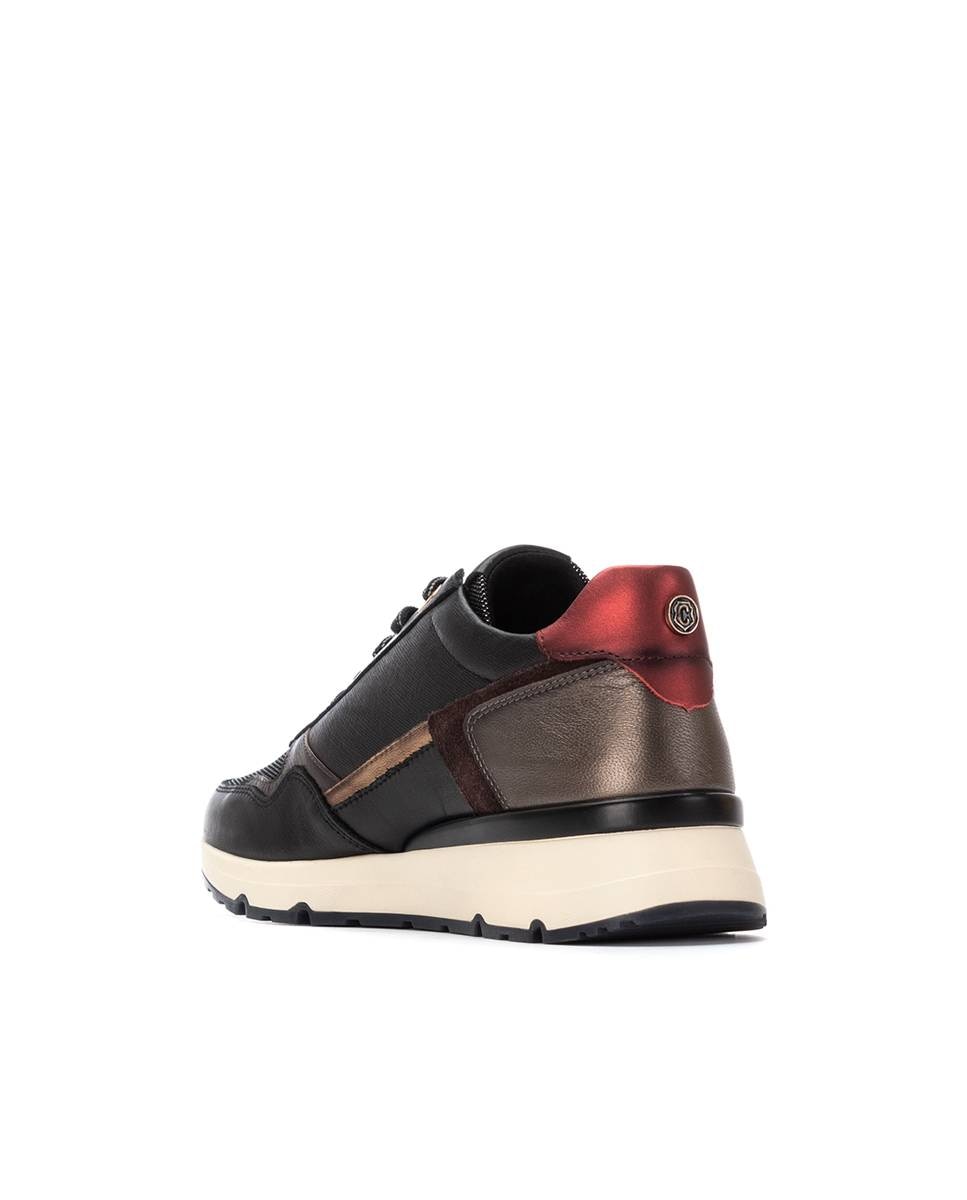 Zapatilla de mujer con cordones de piel - Carmela - Negro Negro-4