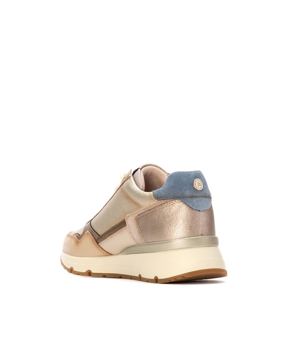 Zapatilla de mujer con cordones de piel - Carmela - Beige Beige-4