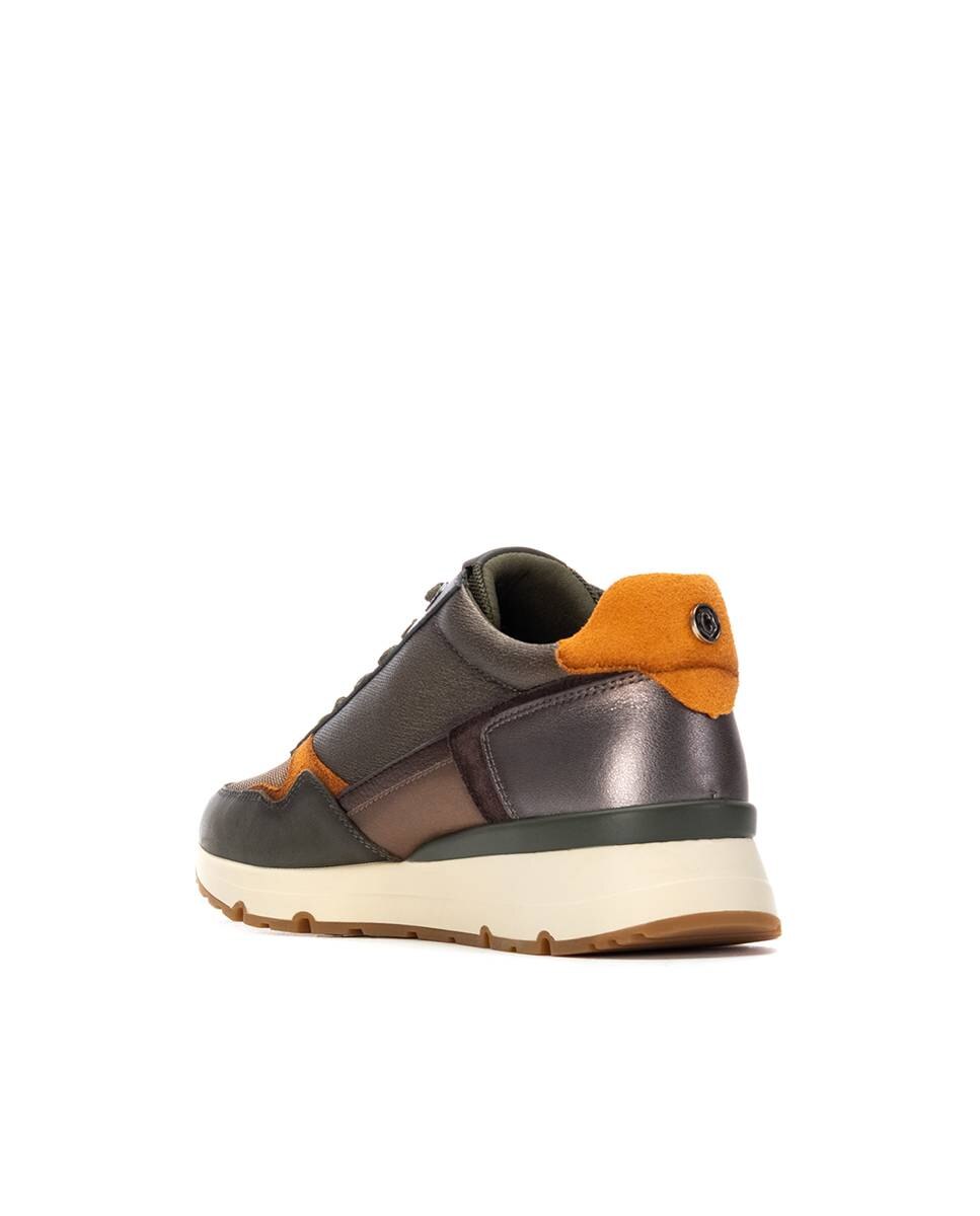 Zapatilla de mujer con cordones de piel - Carmela - Kaki Kaki-4