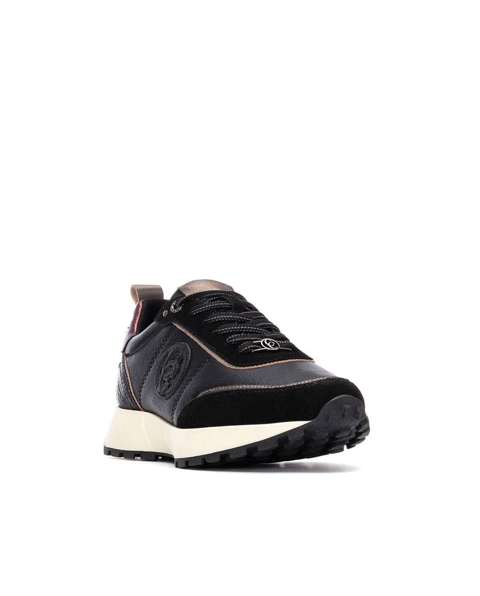 Zapatillas deportivas de mujer con cordones y suela de goma - Carmela - Negro Negro-3