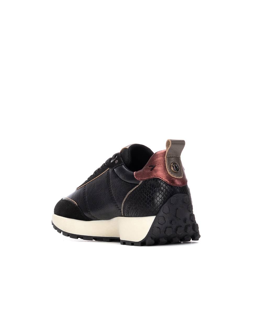 Zapatillas deportivas de mujer con cordones y suela de goma - Carmela - Negro Negro-4