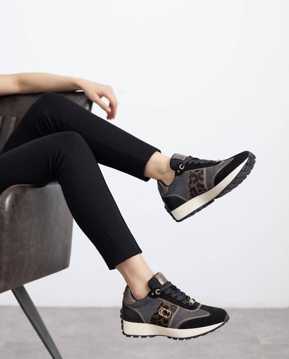 Zapatilla de mujer de piel - Carmela - Negro Negro-2