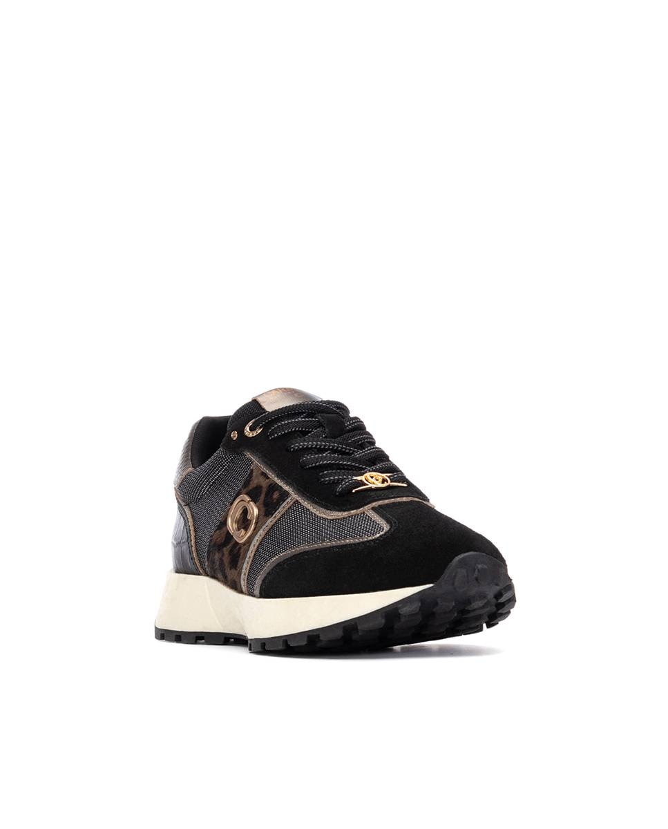 Zapatilla de mujer de piel - Carmela - Negro Negro-3