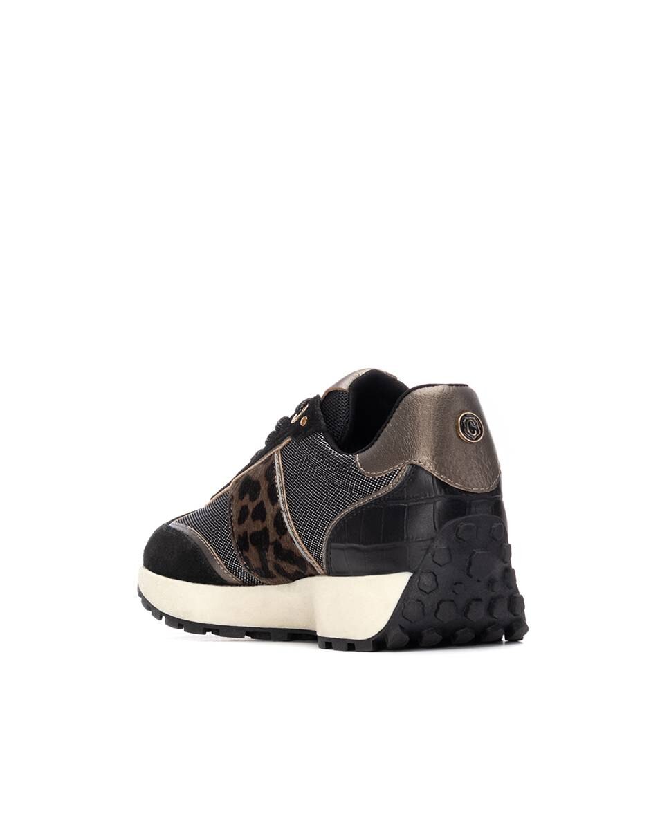 Zapatilla de mujer de piel - Carmela - Negro Negro-4